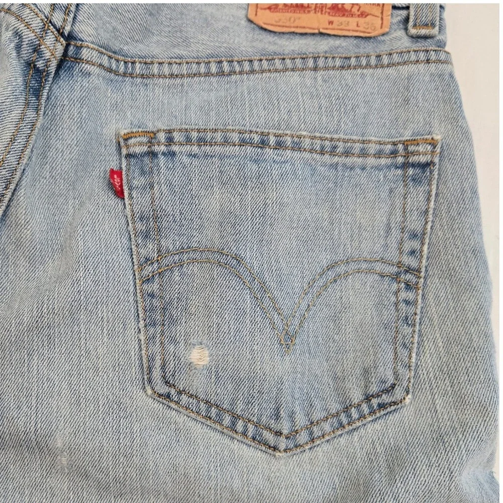 Vintage Levis 550 Jeans 33x36 Relaxed Tapered THASHED Grunge‎ Skater Baggy 90s